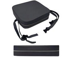 Kinderstoelverhoger - wasbaar - afneembaar - draagbaar - geschikt voor peuters, kinderstoelen, zitkussens, eetkamers - stoelverhoger met twee veiligheidsgespen - 34*34*9 cm -Donkergrijs
