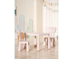 Kindertafel 2 stoelen , Veilige kindermeubelset, Moderne peutertafel met stoelen, Speeltafel en stoelen voor kinderen, Meubelset voor kinderkamer, Compacte kindermeubels, Tafel en stoelen voor peuters, Afgeronde hoeken kindertafel
