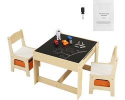 Kindertafel- En Stoelset, Activiteitentafel Van Hout met Opbergboxen, Ideaal voor Peuters Om Te Knutselen, Lezen En Leren