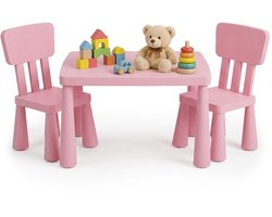 Kindertafel met 2 stoeltjes - kunststof - roze