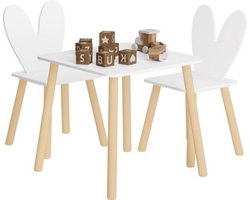 Kindertafel met 2 stoeltjes - stevig MDF & hout - stijlvol Scandinavisch design - ideaal voor kinderopvang & thuisgebruik