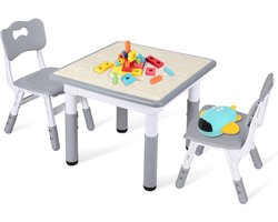 Kindertafel met 4 stoelen, 7-voudig in hoogte verstelbaar 60x60 cm