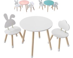 Kindertafel Met Stoel – Houten Kinderbureau Rond Tafel – Creativiteit En Leren Stimulerend – Hoogwaardige Kwaliteitsmeubels – Wit