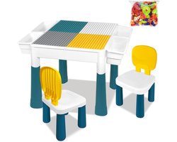 Kindertafel Met Stoelen Set Type B | Met Opbergdoos En Hoogteverstelbaar | Multifunctioneel Dubbelzijdig Tafelblad NAIZY