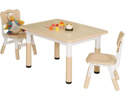 Kindertafel met Stoeltjes - Hout/Plastic - Speeltafel en 2 Stoelen - Verstelbaar - Activiteiten Tafel voor Kinderen/Peuter/Kleuter - Tekentafel