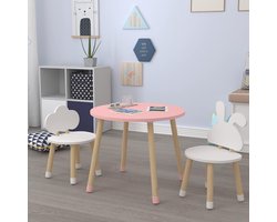 Kindertafel met stoeltjes - tafeltje met 2 stoel - Peuters tafel - Roze