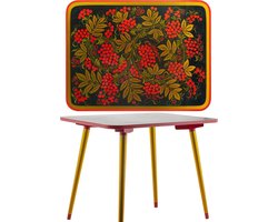 Kindertafel van hout - 1 tafel met bloemetjes voor kinderen - Kleurtafel / speeltafel / knutseltafel / tekentafel / buro