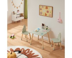 Kindertafelset Hovle met 2 stoelen wolkdesign mintgroen en naturel [en.casa]