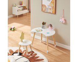 Kindertafelset Lallega met stoel wit geel en naturel [en.casa]