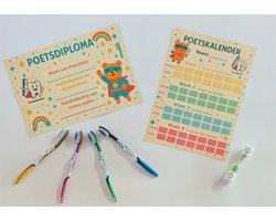 Kindertandenborstel met beloningssysteem – Complete tandenpoets set voor peuters & kleuters (2‑10 jaar) – Inclusief 4 weken beloningskalender, poetsdiploma, vrolijke poetsstickers en 2‑minuten zandloper timer – motiveert kinderen om tanden te poetsen
