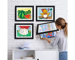 Kindertekeningen lijstje-ZWART-2 STUKS-beide Hangend en Staand-tekeningenlijst-fotolijst A4-Frame-opslag voor 100 tekeningen-(klein-)kinderen-tekenen-wissellijst-Verjaardags of KERST kado