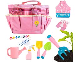 Kindertuin Set - Tuinset Kinderen - Buiten Spelen - Duurzame Metalen Gereedschappen - 8 Delig - Roze