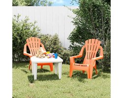 Kindertuinstoelen 2 stuks - Campingstoeltjes - Buiten spelen - Hout-look design - 37x34x44 cm - Oranje