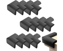 Kinderveilige Hoekbeschermers voor Meubels - 12 Stuks Zwarte Stootranden