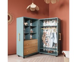 Kindervestiaire Mini Malle | 69,6 x 64,6 x 112,4 cm | Turquoise