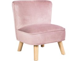 Kinderzetel comfortabele stoel - grijs fluweel - kindermeubelserie Lil Sofa - mauve/roze Kinderzetel