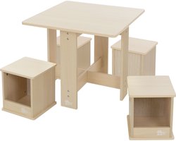 Kinderzitgroep 5-delig met tafel en 4 stoelen van hout Joyz
