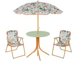 Kinderzitgroep - voor camping - bonte kleuren - met tafel en stoelen