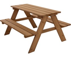 Kinderzitje Picknicktafel kinderen voor 4 bruin massief hout vanaf 2 jaar ML design