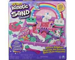 Kinetic Sand Shimmer - Eenhoorn Koninkrijk-speelset met 907 g glanzend origineel Kinetic Sand 8 stuks gereedschap - Sensorisch speelgoed