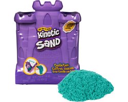 Kinetic Sand - Zandkasteel Speelkoffertje met 453 g blauwgroen origineel Kinetic Sand - multifunctioneel speelvak en opbergbak - Sensorisch speelgoed