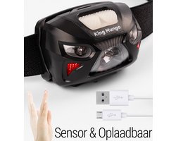 King Mungo Hoofdlamp LED Oplaadbaar met Sensor - Lichtgewicht voor Wandelen, Hardlopen & Klussen