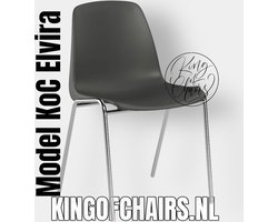 King of Chairs model KoC Elvira antraciet met verchroomd onderstel. Kantinestoel stapelstoel kuipstoel vergaderstoel tuinstoel kantine stoel stapel stoel tuin stoel  kantinestoelen stapelstoelen kuipstoelen stapelbare keukenstoel Helene eetkamerstoel