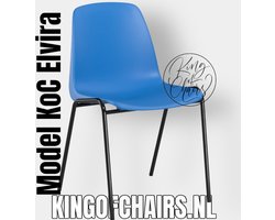 King of Chairs model KoC Elvira azuurblauw met zwart onderstel. Kantinestoel stapelstoel kuipstoel vergaderstoel tuinstoel kantine stoel stapel stoel tuin stoel kantinestoelen stapelstoelen kuipstoelen stapelbare keukenstoel Helene eetkamerstoel