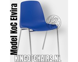 King of Chairs model KoC Elvira blauw met verchroomd onderstel. Kantinestoel stapelstoel kuipstoel vergaderstoel tuinstoel kantine stoel stapel stoel tuin stoel  kantinestoelen stapelstoelen kuipstoelen stapelbare keukenstoel Helene eetkamerstoel