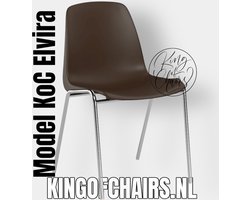 King of Chairs model KoC Elvira bruin met verchroomd onderstel. Kantinestoel stapelstoel kuipstoel vergaderstoel tuinstoel kantine stoel stapel stoel tuin stoel  kantinestoelen stapelstoelen kuipstoelen stapelbare keukenstoel Helene eetkamerstoel