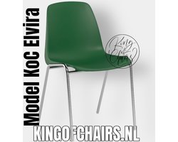 King of Chairs model KoC Elvira groen met verchroomd onderstel. Kantinestoel stapelstoel kuipstoel vergaderstoel tuinstoel kantine stoel stapel stoel tuin stoel  kantinestoelen stapelstoelen kuipstoelen stapelbare keukenstoel Helene eetkamerstoel