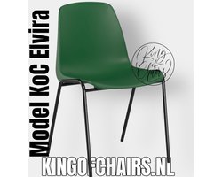 King of Chairs model KoC Elvira groen met zwart onderstel. Kantinestoel stapelstoel kuipstoel vergaderstoel tuinstoel kantine stoel stapel stoel tuin stoel kantinestoelen stapelstoelen kuipstoelen stapelbare keukenstoel Helene eetkamerstoel