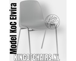 King of Chairs model KoC Elvira lichtgrijs met verchroomd onderstel. Kantinestoel stapelstoel kuipstoel vergaderstoel tuinstoel kantine stoel stapel stoel tuin kantinestoelen stapelstoelen kuipstoelen stapelbare keukenstoel Helene eetkamerstoel