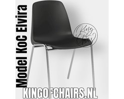 King of Chairs model KoC Elvira zwart met verchroomd onderstel. Kantinestoel stapelstoel kuipstoel vergaderstoel tuinstoel kantine stoel stapel stoel tuin stoel  kantinestoelen stapelstoelen kuipstoelen stapelbare keukenstoel Helene eetkamerstoel