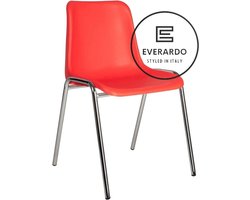 King of Chairs model KoC Everardo rood met verchroomd onderstel. Kantinestoel stapelstoel kuipstoel vergaderstoel tuinstoel kantine stoel stapel kantinestoelen stapelstoelen kuipstoelen stapelbare keukenstoel Helene eetkamerstoel