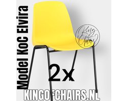 King of Chairs -set van 2- model KoC Elvira geel met zwart onderstel. Kantinestoel stapelstoel kuipstoel vergaderstoel tuinstoel kantine stoel stapel kantinestoelen stapelstoelen kuipstoelen stapelbare keukenstoel Helene eetkamerstoel
