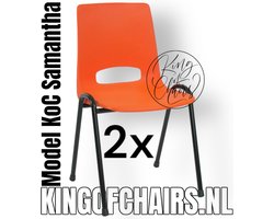 King of Chairs -Set van 2- Model KoC Samantha oranje met zwart onderstel. Stapelstoel kuipstoel vergaderstoel tuinstoel kantine stoel stapel stoel kantinestoelen stapelstoelen kuipstoelen arenastoel De Valk 3320 bistrostoel schoolstoel bezoekersstoel