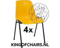 King of Chairs -set van 4- model KoC Daniëlle okergeel met zwart onderstel. Stapelstoel kantinestoel kuipstoel vergaderstoel tuinstoel kantine stoel stapel stoel kantinestoelen stapelstoelen kuipstoelen De Valk 3360 keukenstoel eetkamerstoel