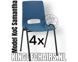 King of Chairs -Set van 4- Model KoC Samantha blauw met zwart onderstel. Stapelstoel kuipstoel vergaderstoel tuinstoel kantine stoel stapel stoel kantinestoelen stapelstoelen kuipstoelen arenastoel De Valk 3320 bistrostoel schoolstoel bezoekersstoel