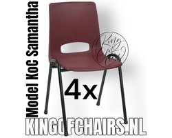 King of Chairs -Set van 4- Model KoC Samantha bordeaux met zwart onderstel. Stapelstoel kuipstoel vergaderstoel tuinstoel kantine stoel stapel stoel kantinestoelen stapelstoelen kuipstoelen arenastoel De Valk 3320 bistrostoel bezoekersstoel
