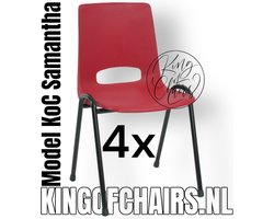 King of Chairs -Set van 4- Model KoC Samantha rood met zwart onderstel. Stapelstoel kuipstoel vergaderstoel tuinstoel kantine stoel stapel stoel kantinestoelen stapelstoelen kuipstoelen arenastoel De Valk 3320 bistrostoel schoolstoel bezoekersstoel