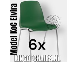 King of Chairs -set van 6- model KoC Elvira groen met verchroomd onderstel. Kantinestoel stapelstoel kuipstoel vergaderstoel tuinstoel kantine stapel stoel kantinestoelen stapelstoelen kuipstoelen arenastoel kerkstoel schoolstoel bezoekersstoel