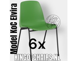 King of Chairs -set van 6- model KoC Elvira lichtgroen met zwart onderstel. Kantinestoel stapelstoel kuipstoel vergaderstoel tuinstoel kantine stoel stapel kantinestoelen stapelstoelen kuipstoelen stapelbare keukenstoel Helene eetkamerstoel