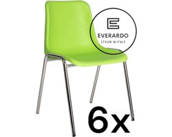 King of Chairs -set van 6- model KoC Everardo lime met verchroomd onderstel. Kantinestoel stapelstoel kuipstoel vergaderstoel tuinstoel kantine stoel stapel kantinestoelen stapelstoelen kuipstoelen stapelbare keukenstoel Helene eetkamerstoel