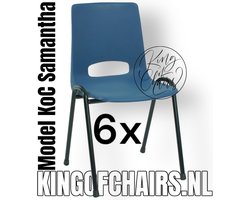 King of Chairs -Set van 6- Model KoC Samantha blauw met zwart onderstel. Stapelstoel kuipstoel vergaderstoel tuinstoel kantine stoel stapel stoel kantinestoelen stapelstoelen kuipstoelen arenastoel De Valk 3320 bistrostoel schoolstoel bezoekersstoel
