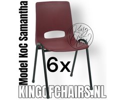 King of Chairs -Set van 6- Model KoC Samantha bordeaux met zwart onderstel. Stapelstoel kuipstoel vergaderstoel tuinstoel kantine stoel stapel stoel kantinestoelen stapelstoelen kuipstoelen arenastoel De Valk 3320 bistrostoel bezoekersstoel