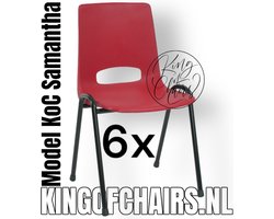 King of Chairs -Set van 6- Model KoC Samantha rood met zwart onderstel. Stapelstoel kuipstoel vergaderstoel tuinstoel kantine stoel stapel stoel kantinestoelen stapelstoelen kuipstoelen arenastoel De Valk 3320 bistrostoel schoolstoel bezoekersstoel