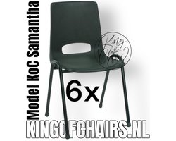 King of Chairs -Set van 6- Model KoC Samantha zwart met zwart onderstel. Stapelstoel kuipstoel vergaderstoel tuinstoel kantine stoel stapel stoel kantinestoelen stapelstoelen kuipstoelen arenastoel De Valk 3320 bistrostoel schoolstoel bezoekersstoel