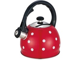 Kinghoff 1049 -Fluitketel - 2 liter - rood - stippel- de originele versie waterkoker!