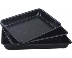 Kinghoff 1069 - Ovenschalen Rechthoek -Set van 3 - Aluminium - Zwart